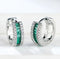Iced Out 14K White Gold Plated Pave Green Cubic Zirconia Men Women Hoop Earrings